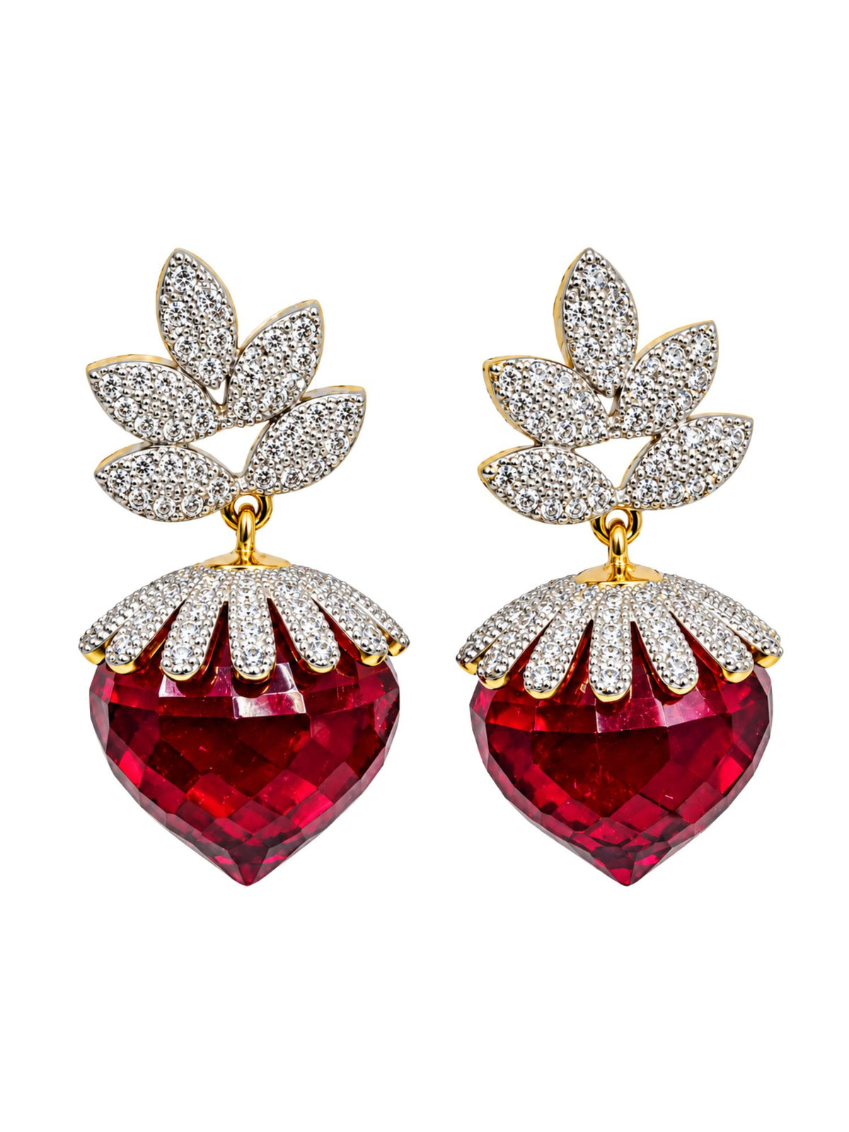 Maroon Diamond Style Leaf Drop Earrings for Women