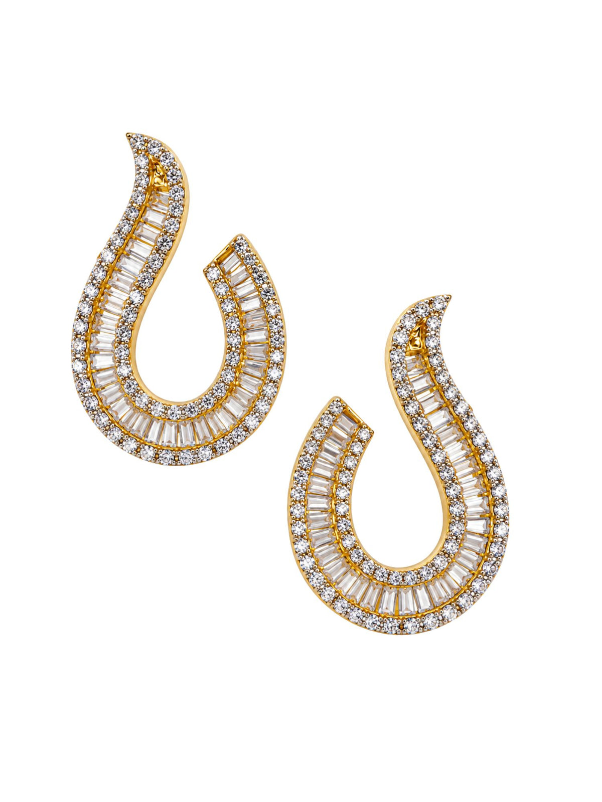 Gold Plated Diamond U-Shaped Earrings for Women