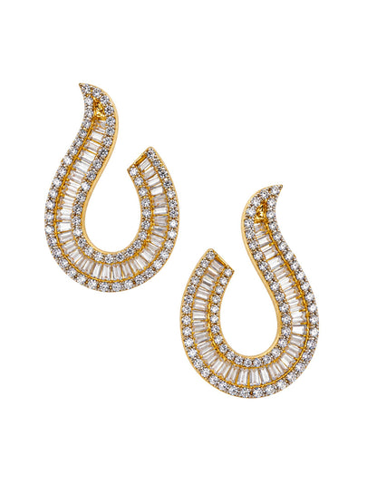 Gold Plated Diamond U-Shaped Earrings for Women