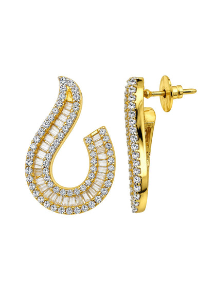 Gold Plated Diamond U-Shaped Earrings for Women