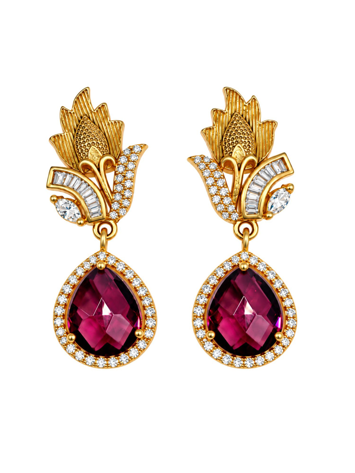 Maroon Stone Diamond Earrings for Women Festive Use