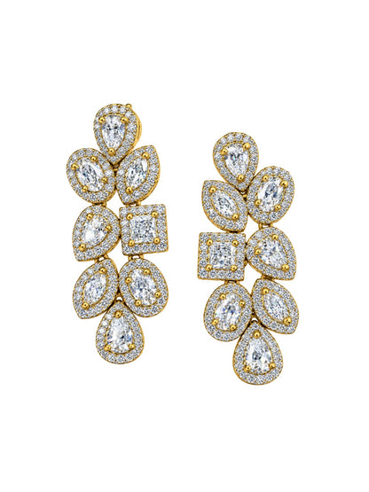 Gold Tone Diamond Look Multi Stone Drop Earrings