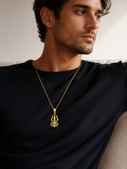 Trishul Pendant With Fancy Chain Necklace For Men & Women