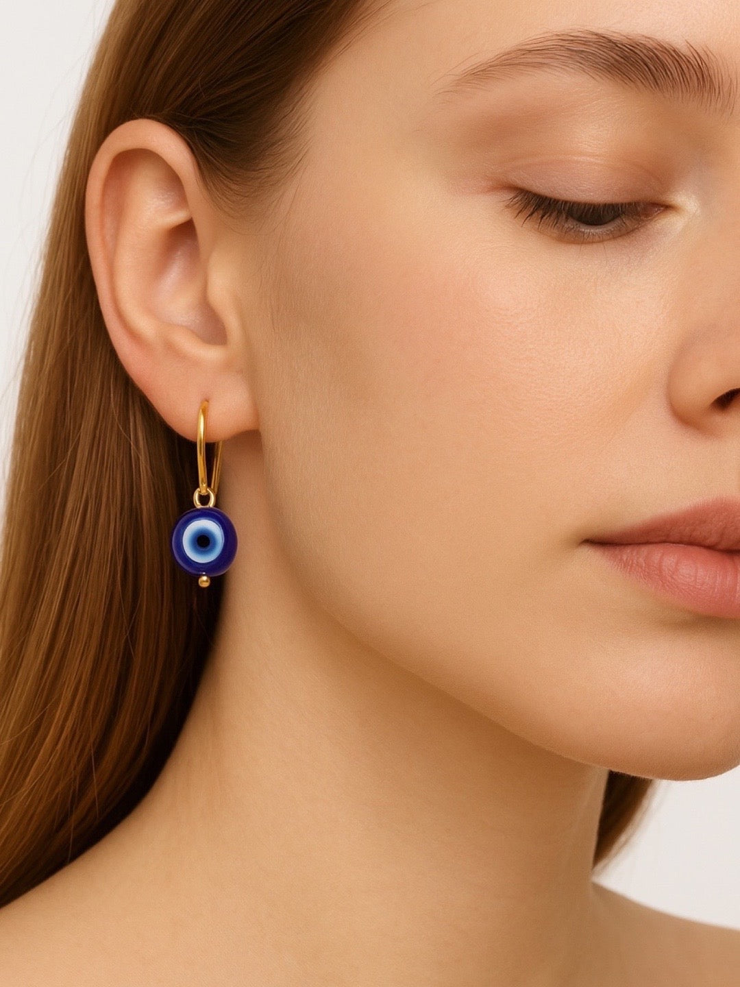 Big Round Blue Evil Eye Dangler Earrings