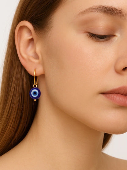 Big Round Blue Evil Eye Dangler Earrings