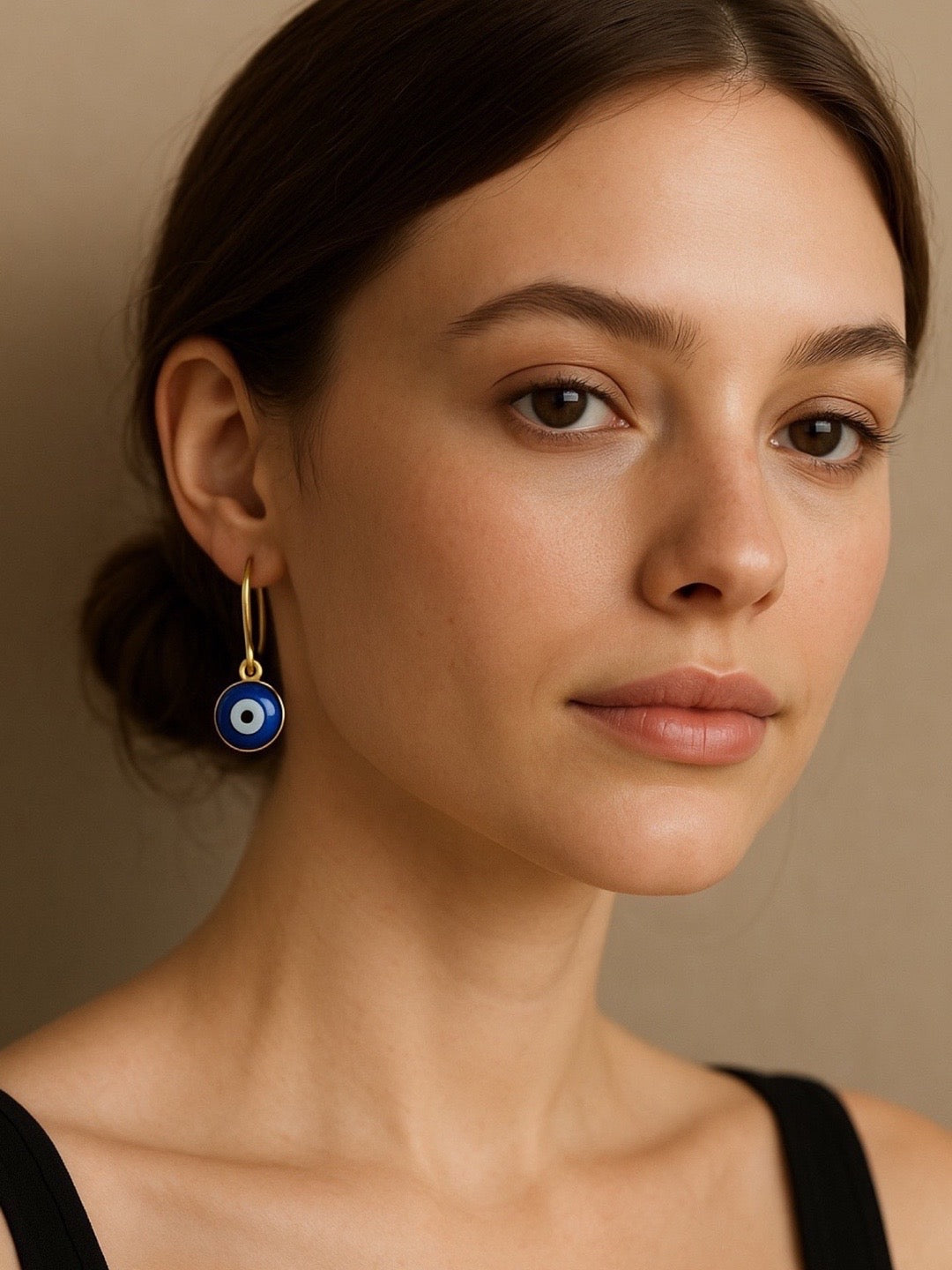 Small Blue Evil Eye Dangler Earrings