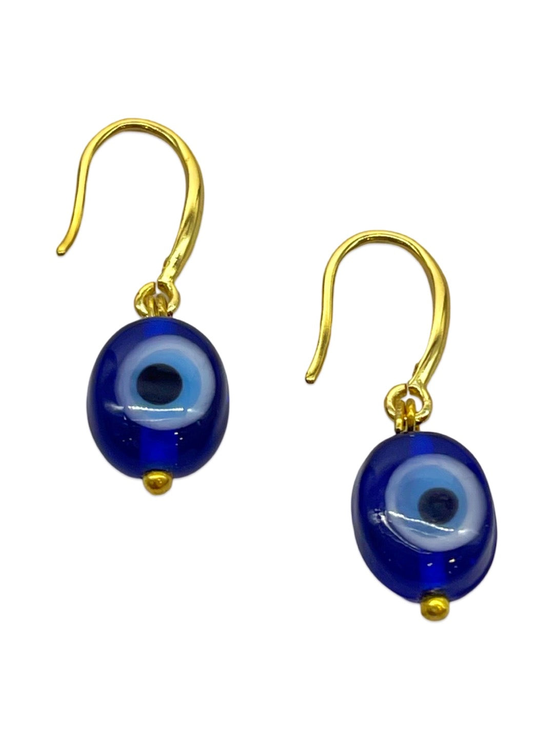 Oval Blue Evil Eye Dangler Earrings