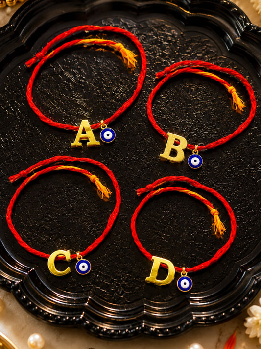 A to Z Letter Evil Eye Initial Name Rakhi Moli Thread for Bhai Bhaiya Bro