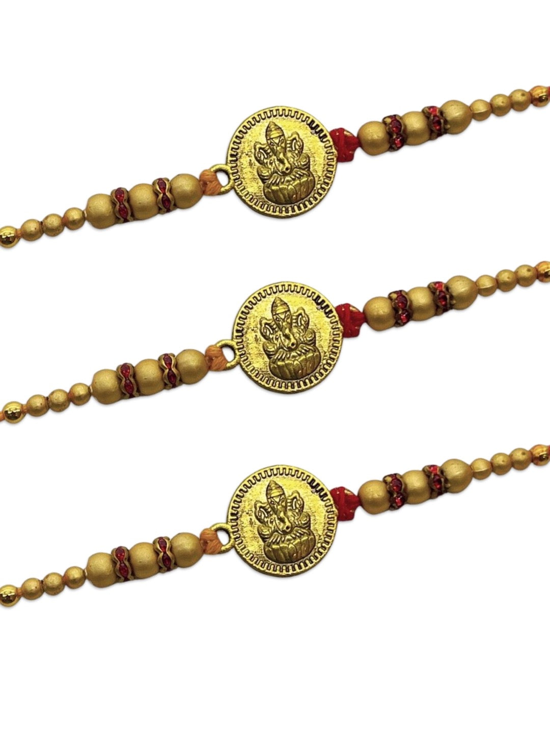 Coin Rakhi Shop (Set of 3) Ganesh Coins Rakhi Online – Digital Dress Room