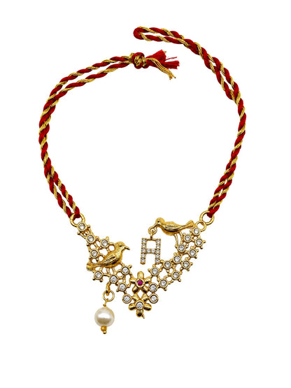 Letter Name Rakhi Designs Alphabet AD Gold Plated with Pearl Customized Pendant Raksha Bandhan