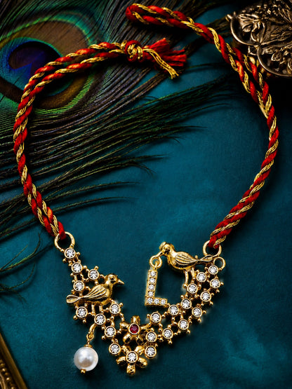 Letter Name Rakhi Designs Alphabet AD Gold Plated with Pearl Customized Pendant Raksha Bandhan