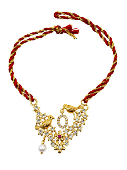 Letter Name Rakhi Designs Alphabet AD Gold Plated with Pearl Customized Pendant Raksha Bandhan