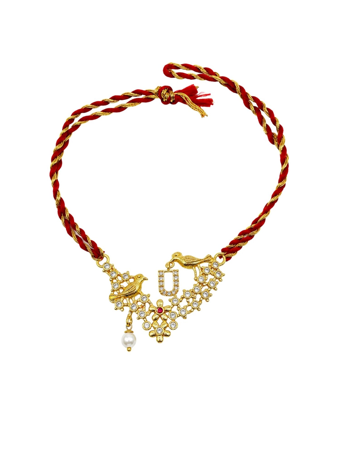 Letter Name Rakhi Designs Alphabet AD Gold Plated with Pearl Customized Pendant Raksha Bandhan