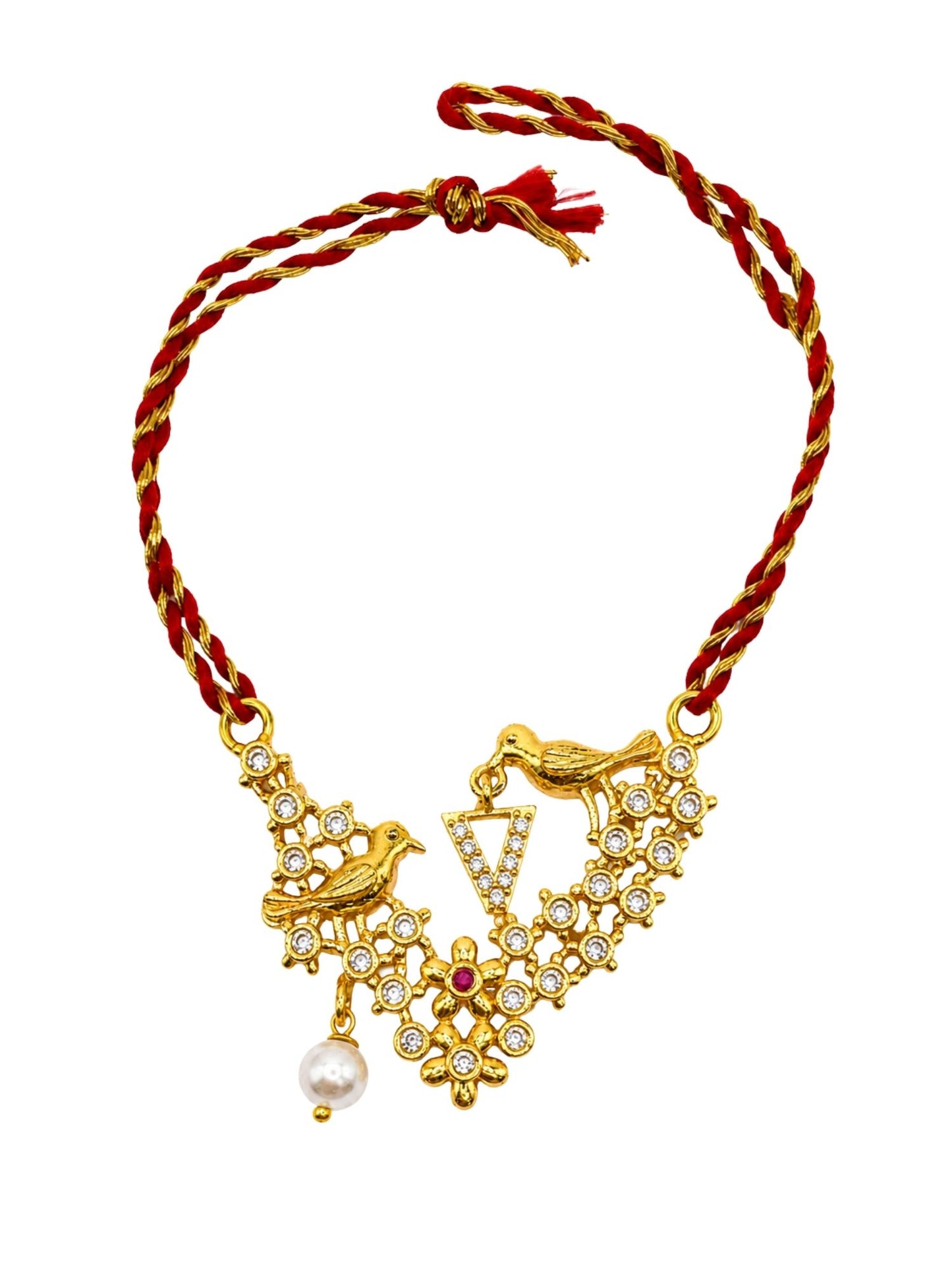 Letter Name Rakhi Designs Alphabet AD Gold Plated with Pearl Customized Pendant Raksha Bandhan