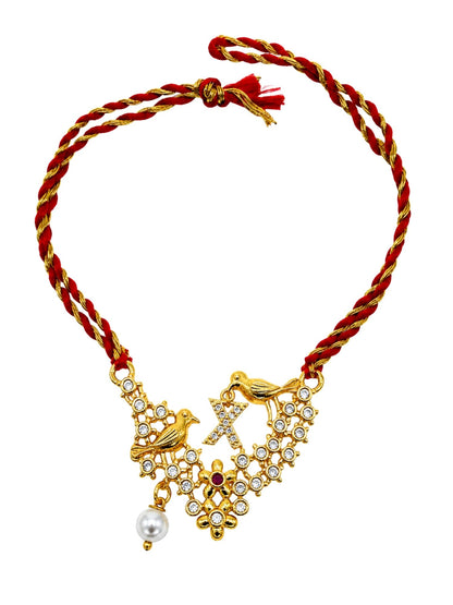 Letter Name Rakhi Designs Alphabet AD Gold Plated with Pearl Customized Pendant Raksha Bandhan
