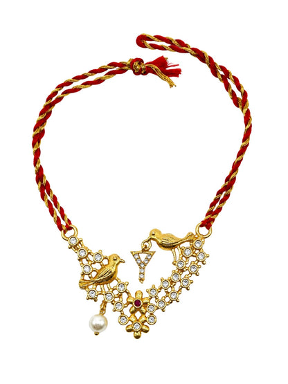 Letter Name Rakhi Designs Alphabet AD Gold Plated with Pearl Customized Pendant Raksha Bandhan
