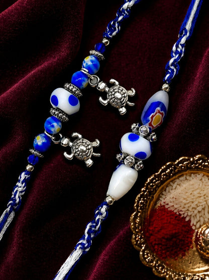 (Set of 2) Evil Eye Turtle Rakhi Bracelet For Bhai Bro