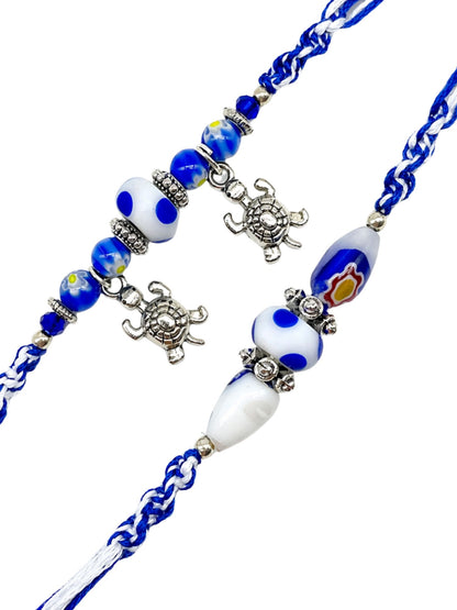 (Set of 2) Evil Eye Turtle Rakhi Bracelet For Bhai Bro