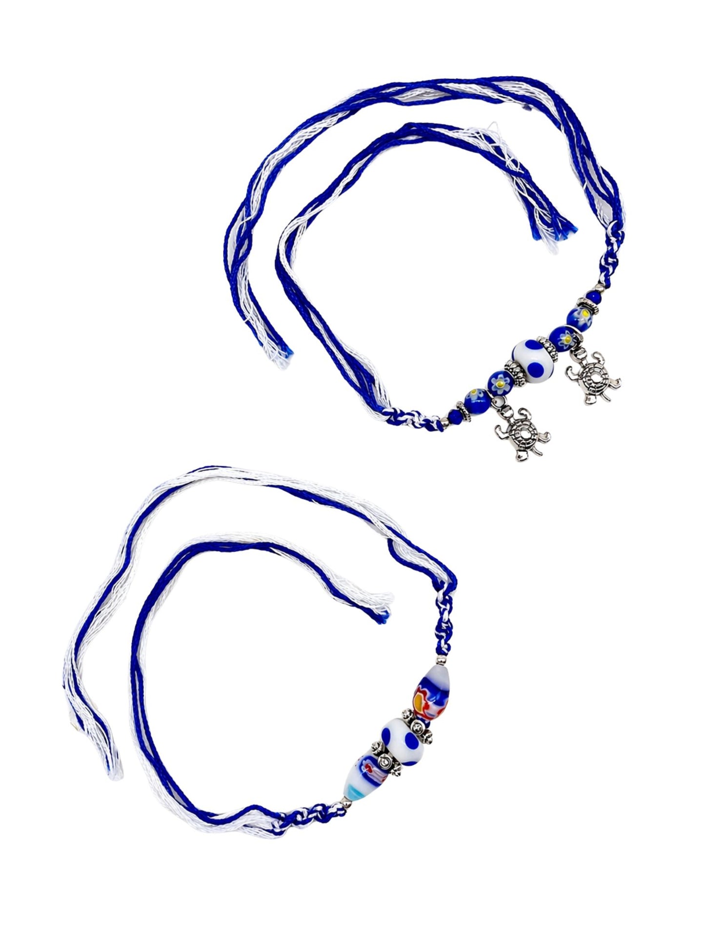 (Set of 2) Evil Eye Turtle Rakhi Bracelet For Bhai Bro