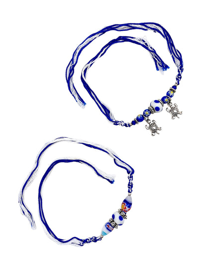 (Set of 2) Evil Eye Turtle Rakhi Bracelet For Bhai Bro