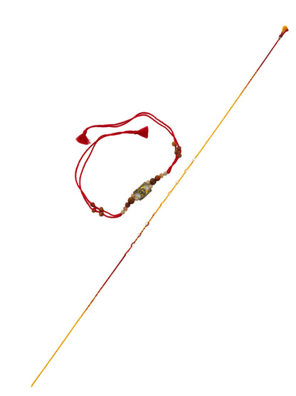 (Set of 2) Ganesha Pearl Bracelet Rakhi Mauli Thread Bro