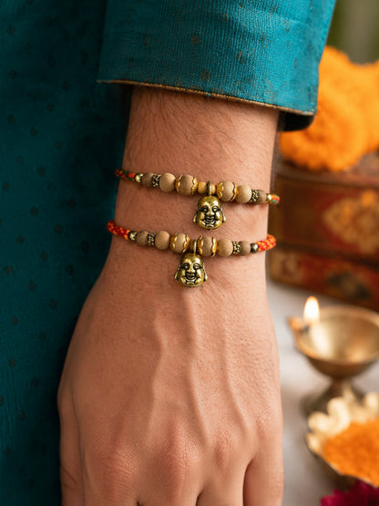 (Set of 2) Laughing Buddha Rakhi Bracelet For Bhai Bro
