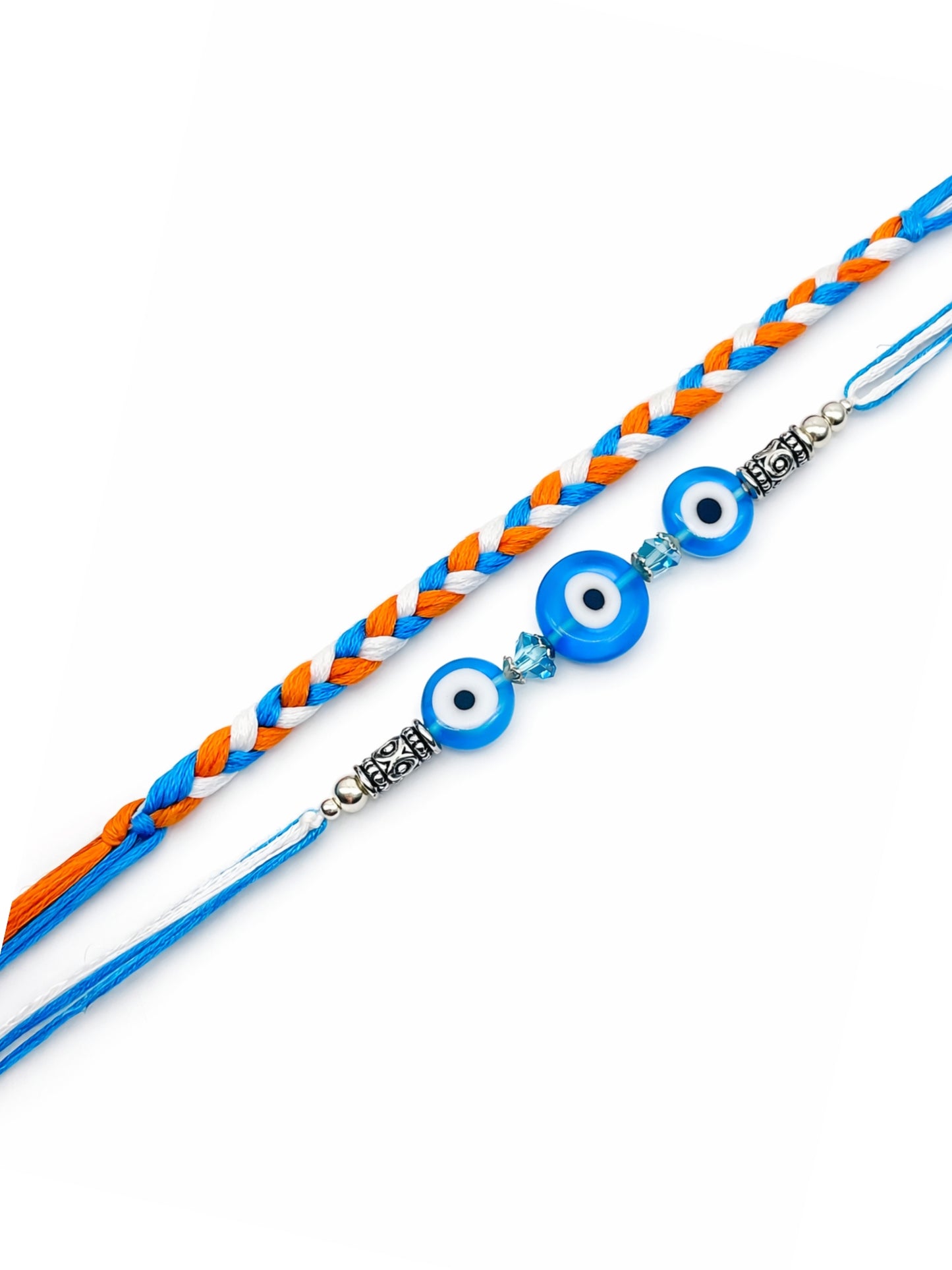 (Set of 2) Braided Evil Eye Bracelet Rakhi Bhai Bhaiya Bro