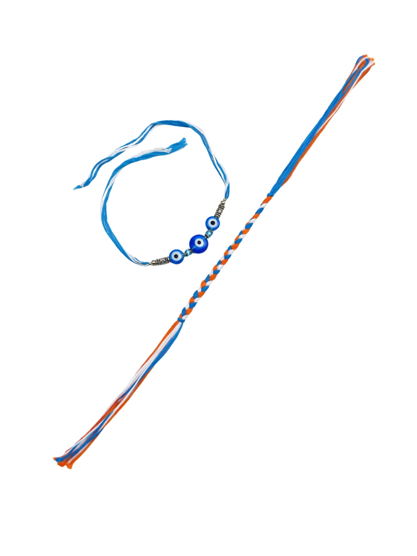 (Set of 2) Braided Evil Eye Bracelet Rakhi Bhai Bhaiya Bro