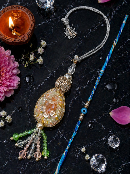 (Set of 2) Crystal Beaded Evil Eye Lumba Rakhi Bhaiya Bhabhi
