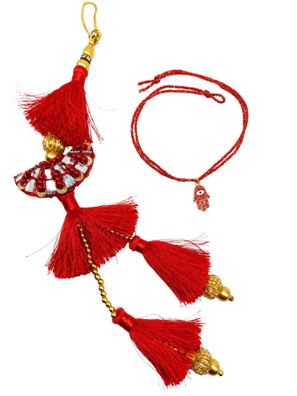 (Set of 2) Mirror Tassel Lumba Hamsa Rakhi Bhaiya Bhabhi