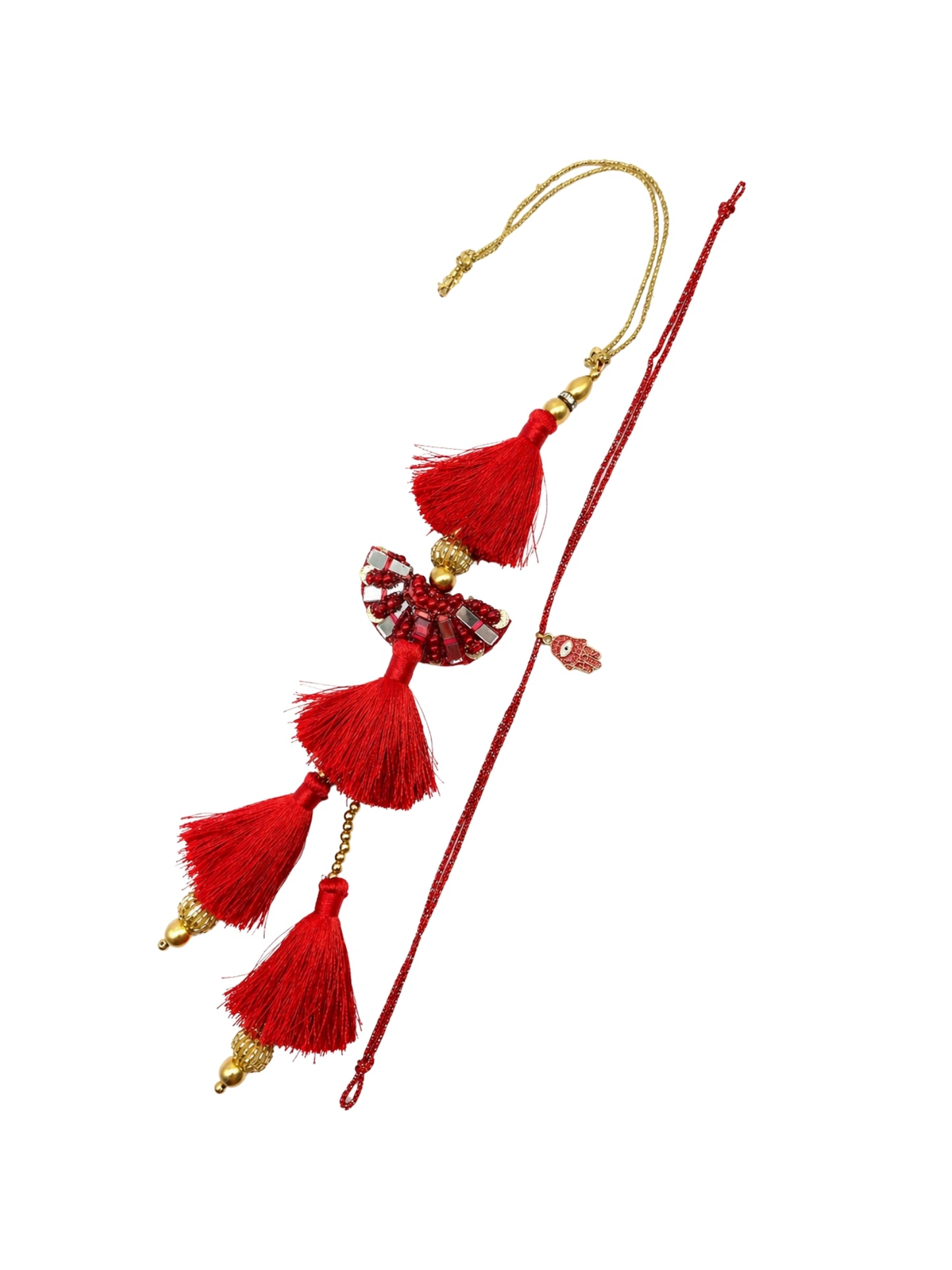(Set of 2) Mirror Tassel Lumba Hamsa Rakhi Bhaiya Bhabhi