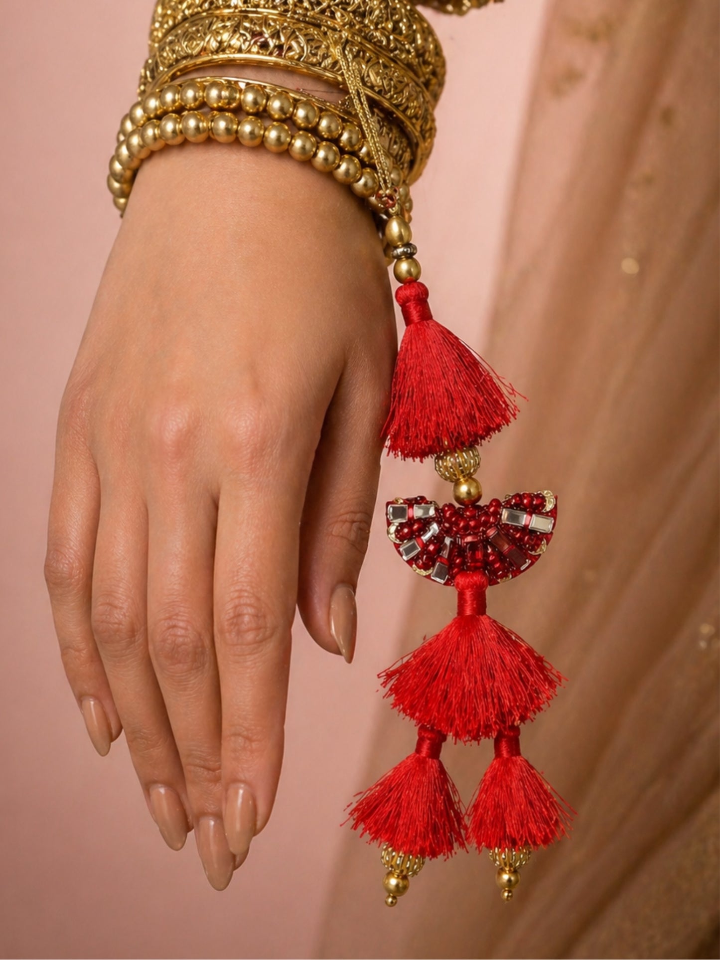 (Set of 2) Mirror Tassel Lumba Hamsa Rakhi Bhaiya Bhabhi