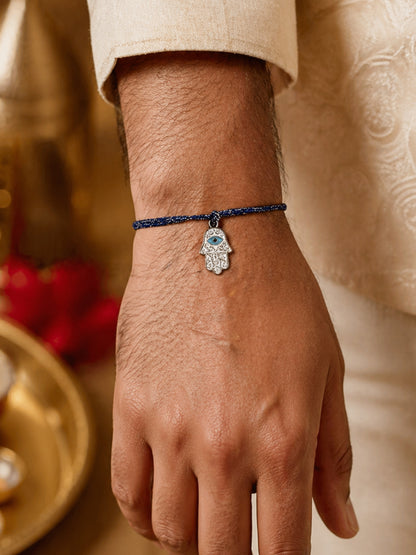 (Set of 2) Gold Tassel Hamsa Evil Eye Lumba Rakhi Bhaiya Bhabhi