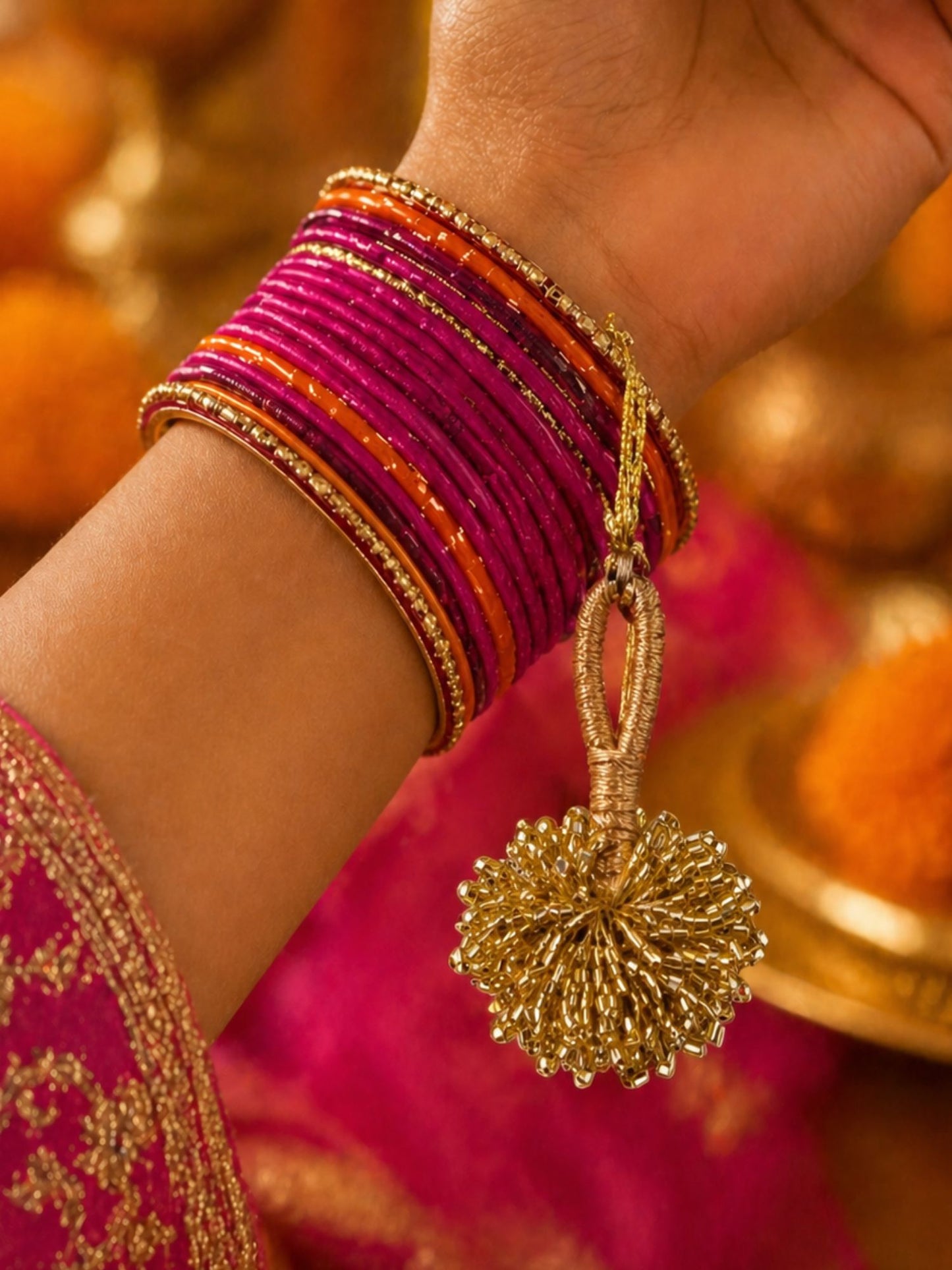 (Set of 2) Gold Tassel Hamsa Evil Eye Lumba Rakhi Bhaiya Bhabhi