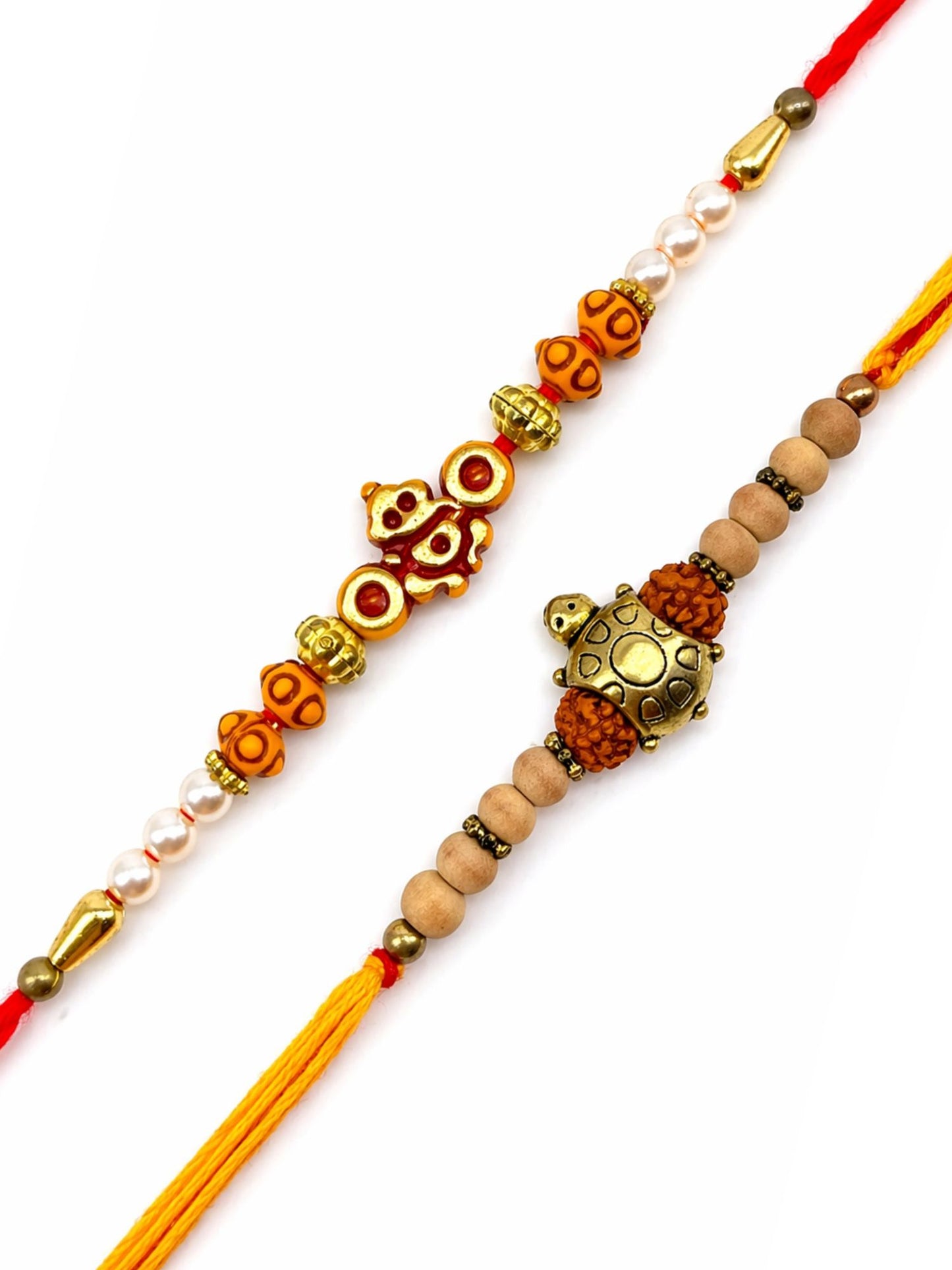 (Set of 2) Ganesha Turtle Mauli Thread Rakhi Bracelet For Bhai Bro