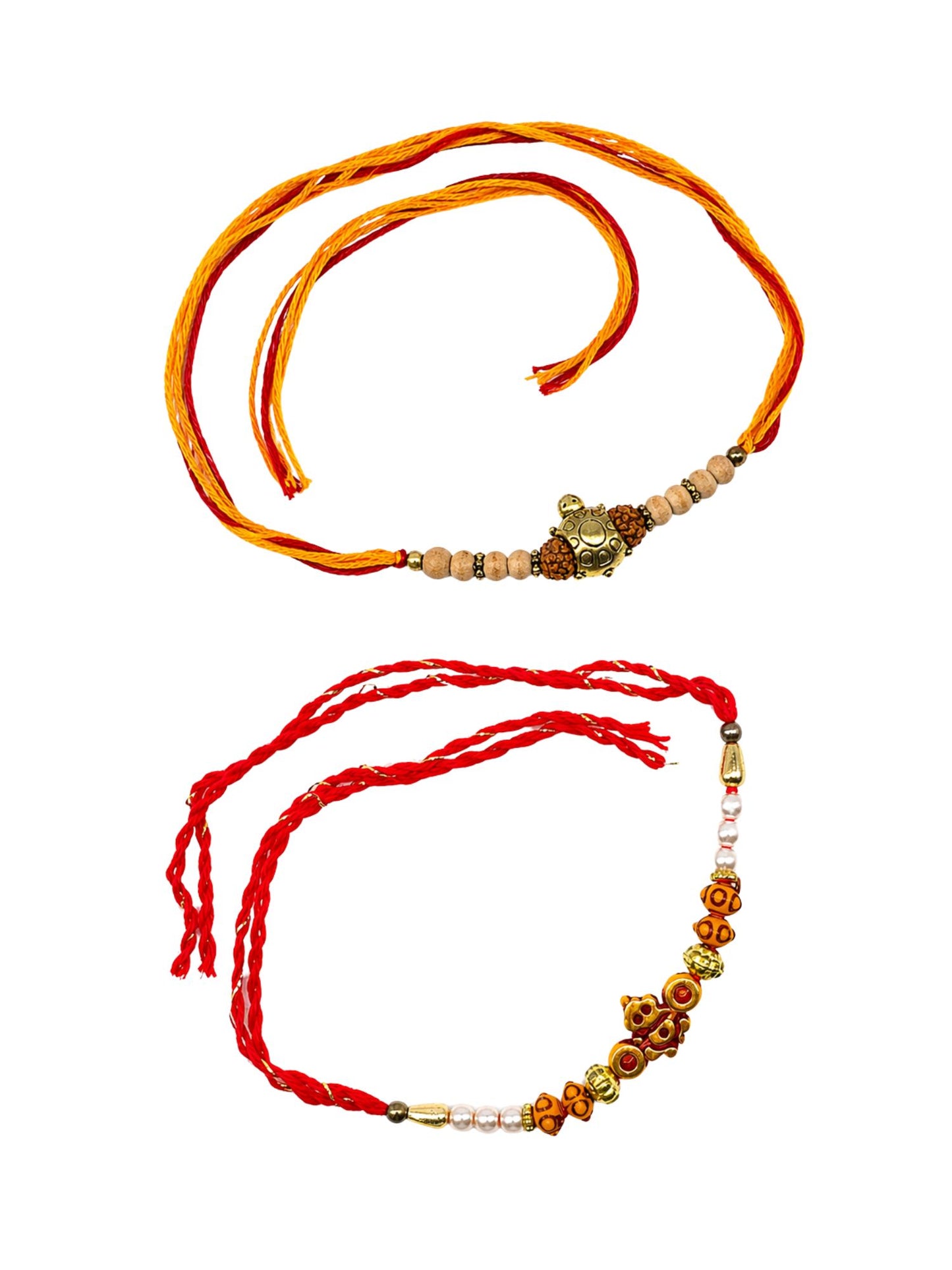 (Set of 2) Ganesha Turtle Mauli Thread Rakhi Bracelet For Bhai Bro