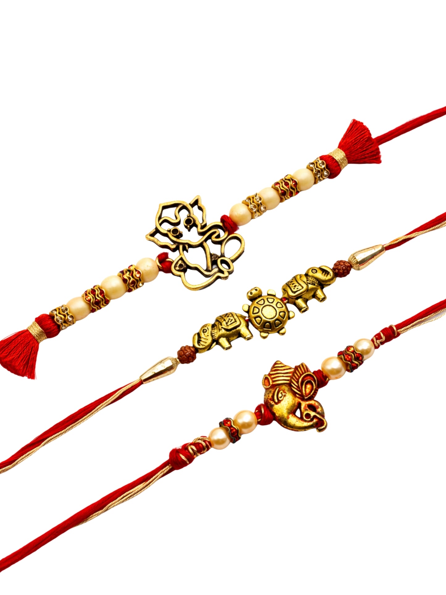 (Set of 3) Ganesha Turtle Rakhi Bracelet Bhai Bhaiya Bro