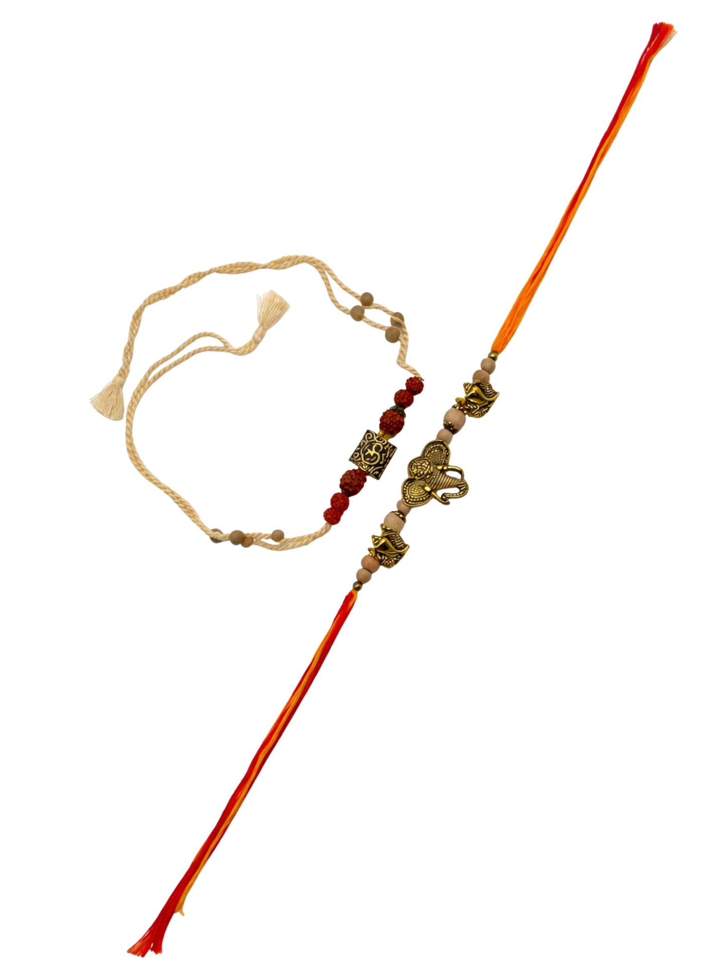 (Set of 2) Lord Ganesha Om Bracelet Rakhi for Bhai Bro