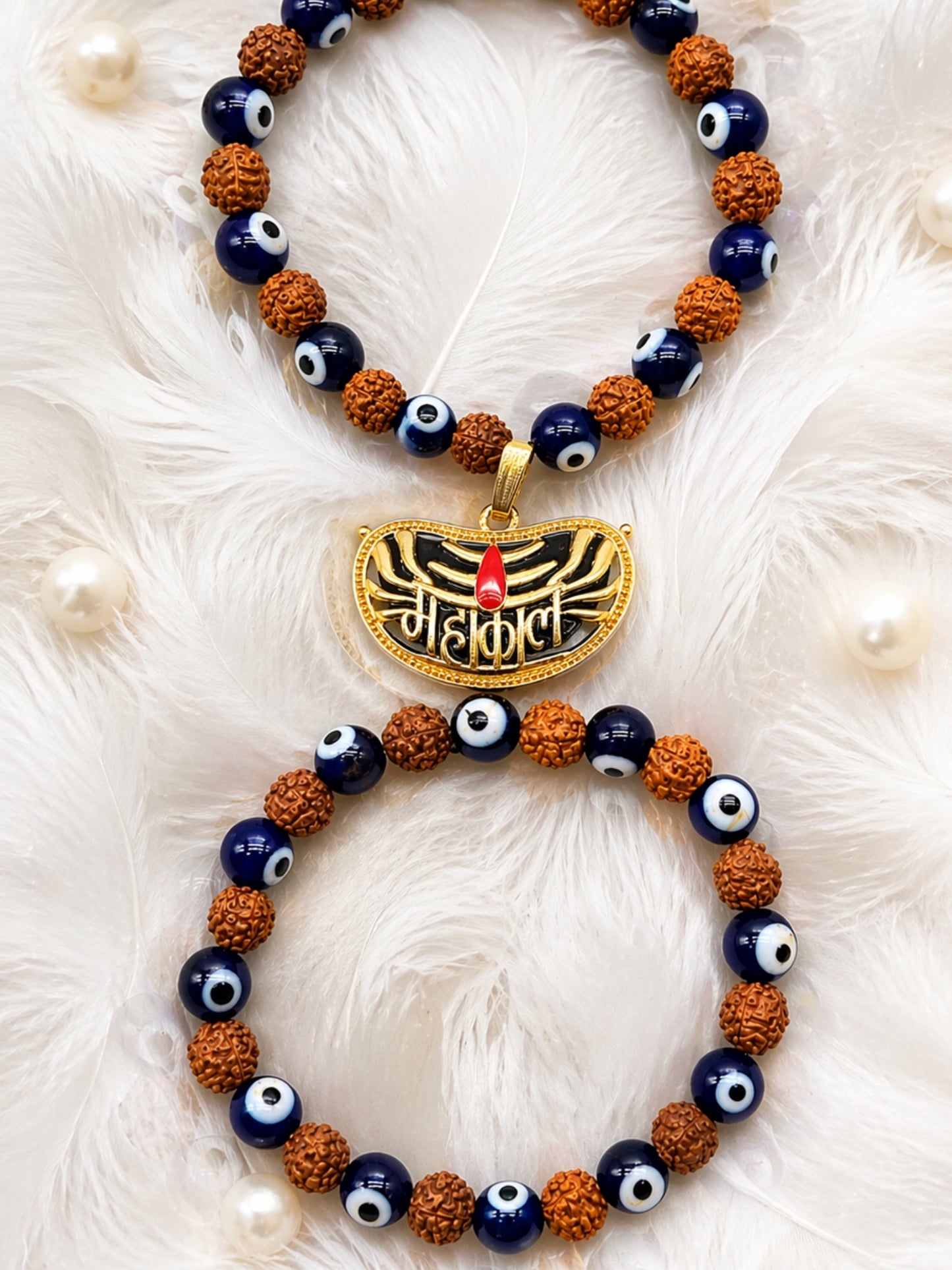 (Set of 2) Mahakal Evil Eye Rudraksha Bracelet Rakhi Bro
