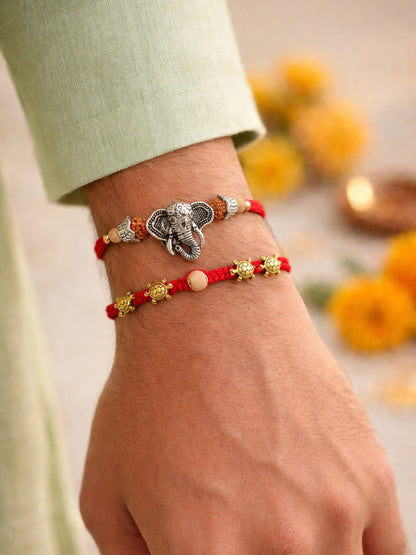 (Set of 2) Ganesha Turtle Rakhi Bracelet Bhai Bhaiya Bro