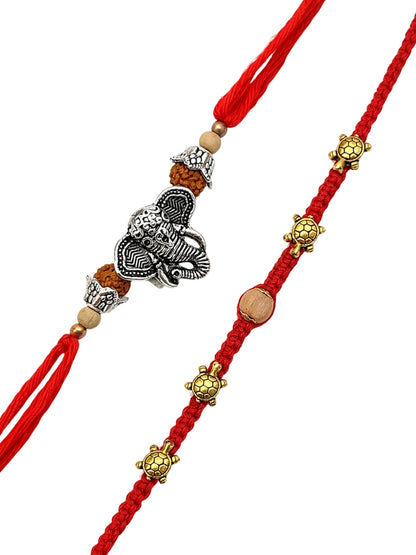(Set of 2) Ganesha Turtle Rakhi Bracelet Bhai Bhaiya Bro