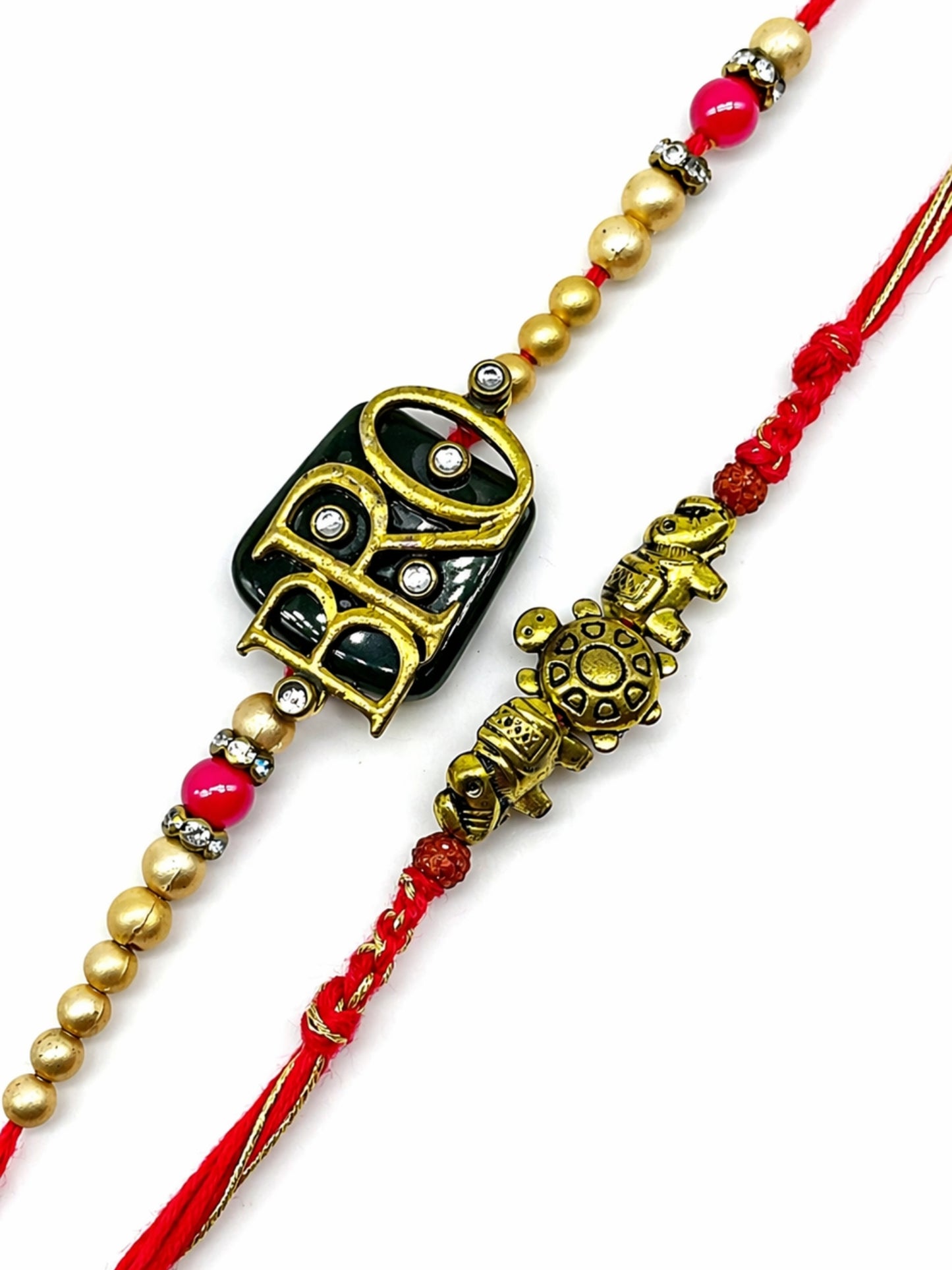 (Set of 2) Bro Turtle Elephant Rakhi Bracelet For Bhai
