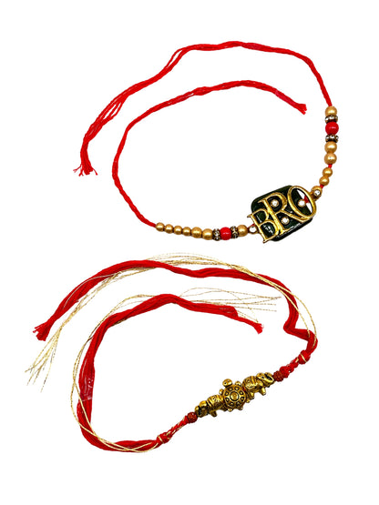 (Set of 2) Bro Turtle Elephant Rakhi Bracelet For Bhai