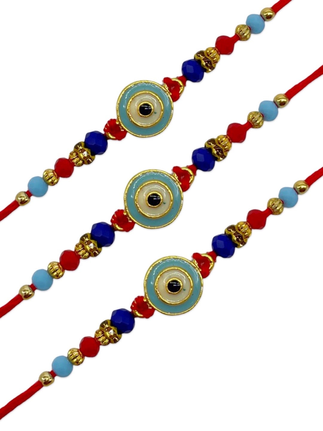 (COMBO of 3) Blue Evil Eye Rakhi Bracelet for Raksha Bandhan