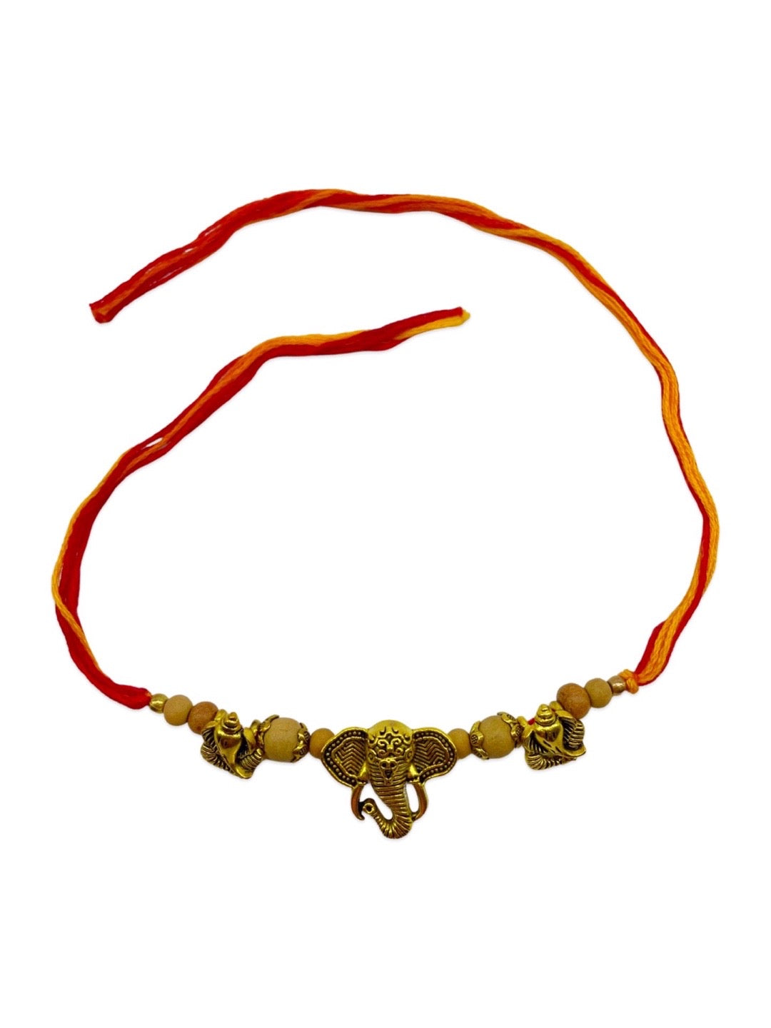 Gold Plated Lord Ganesha With Chandan Beads Rakhi Bracelet for Raksha Bandhan