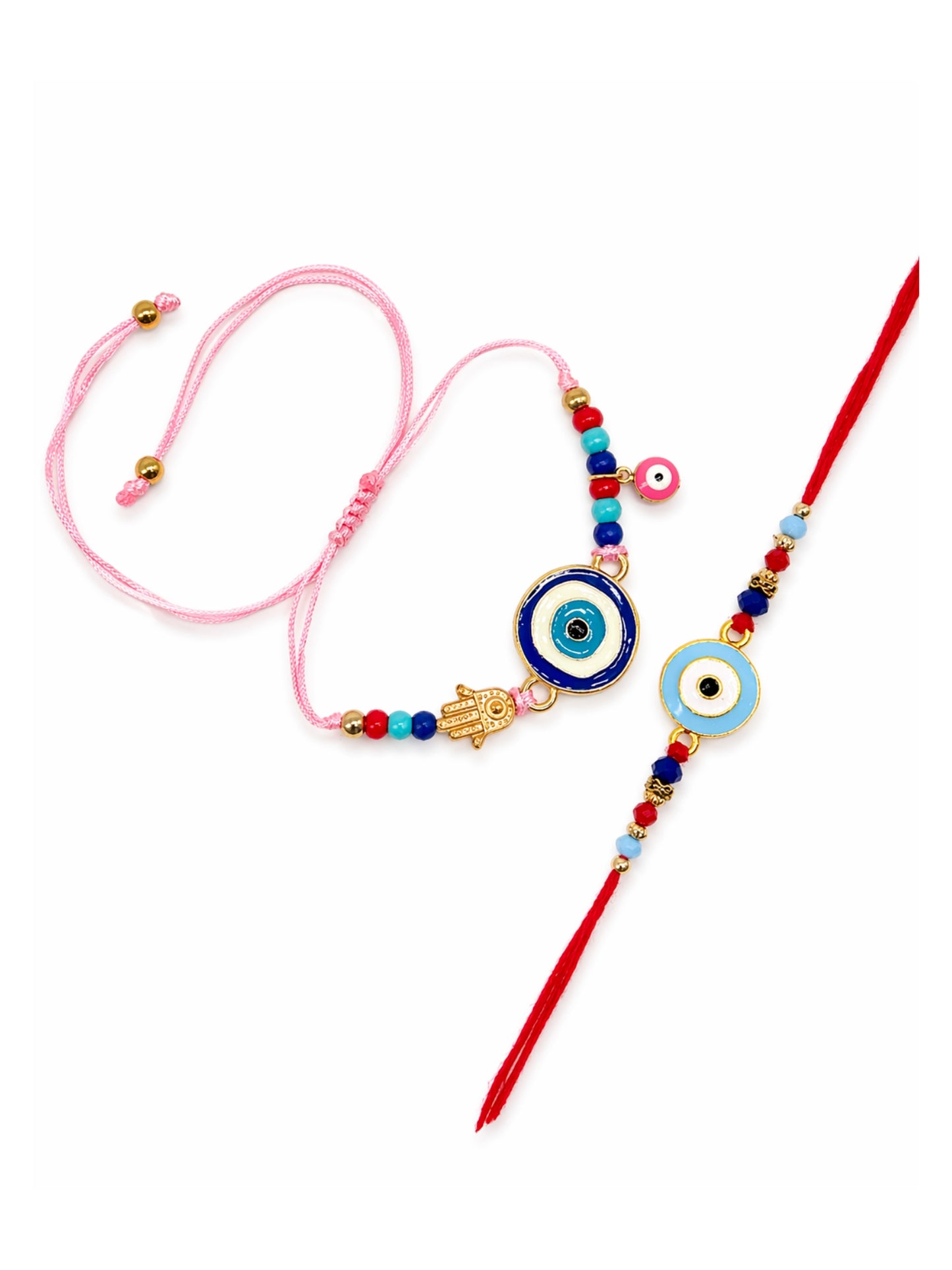 (Set of 2) Evil Eye Hamsa Bracelet Rakhi Bro