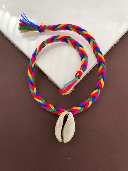 Fancy Sea-shell Rakhi for Happy Raksha Bandhan Festival | Best Rakhi Online | Colorful Thread Bracelet for Brother & Sister | Cute Gift for Rakhee Celebration