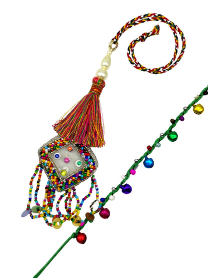 (Set of 2) Mirror Tassel Ghungroo Lumba Rakhi Bhaiya Bhabhi