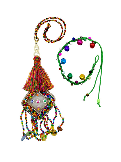 (Set of 2) Mirror Tassel Ghungroo Lumba Rakhi Bhaiya Bhabhi