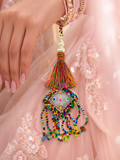 (Set of 2) Mirror Tassel Ghungroo Lumba Rakhi Bhaiya Bhabhi